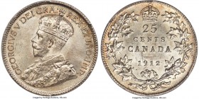 George V 25 Cents 1912 MS65 PCGS, Ottawa mint, KM24. Veiled in a fetching silver patina over vibrant surfaces. A true gem in every respect. 

HID09801...