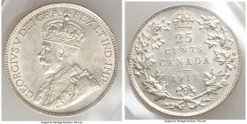 George V 25 Cents 1913 MS64 ICCS, Ottawa mint, KM24. An appealing selection bordering on gem condition and revealing only the softest degree of patina...