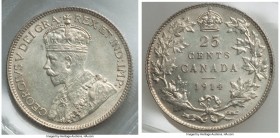 George V 25 Cents 1914 MS62 ICCS, Ottawa mint, KM24. Lightly toned and fully Mint State.

HID09801242017

© 2020 Heritage Auctions | All Rights Reserv...