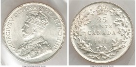 George V 25 Cents 1916 MS62 ICCS, Ottawa mint, KM24. A glowing uncirculated representative that possesses a full cartwheel effect. 

HID09801242017

©...