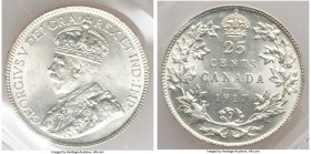 George V 25 Cents 1917 MS63 ICCS, Ottawa mint, KM24. Bright and eye appealing, the surfaces wholly absent any mention-worthy flaws.

HID09801242017

©...