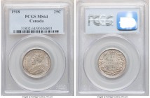 George V 25 Cents 1918 MS64 PCGS, Ottawa mint, KM24. Softly patinated, glints of argent luster sparkling from beneath. 

HID09801242017

© 2020 Herita...