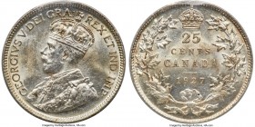 George V 25 Cents 1927 MS63 ICCS, Ottawa mint, KM24a. Fully choice, with wheeling luster enlivening surfaces displaying only slight instances of handl...