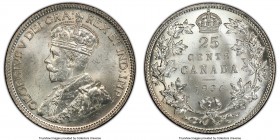 George V 25 Cents 1936 MS64 PCGS, Royal Canadian mint, KM24a. A sharp selection displaying hard argent luster and light traces of die polish lines in ...