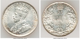 George V Pair of Uncertified 25 Cents UNC, 1) 25 Cents 1917 2) 25 Cents 1918 Ottawa mint, KM24. Both issues previously certified MS62 by ICCS. Sold as...