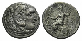 Kings of Thrace, Lysimachos (305-281) AR Drachm (18mm, 4.16g., 10h). In the name and types of Alexander III. Kolophon, circa 301/0-300/299 BC. Head of...