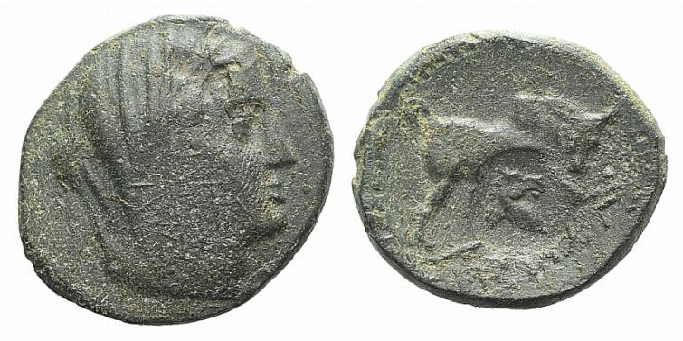 Euboia, Euboian League, c. 191-170 BC. Æ (19mm, 4.66g, 1h). Veiled female head r...