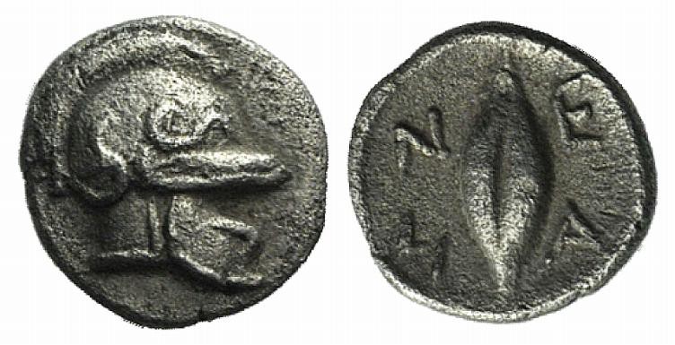 Troas, Neandria, c. 4th century BC. AR Hemiobol (6mm, 0.42g, 11h). Chalkidian he...