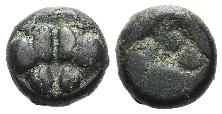 Lesbos, Unattributed early mint, c. 500-450 BC. BI Obol (8mm, 1.30g). Confronted...