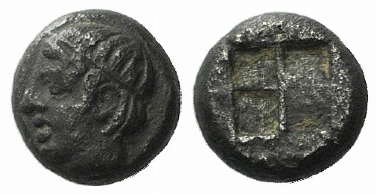 Lesbos, Unattributed early mint, c. 500-450 BC. BI 1/16 Stater (5mm, 0.65g). Dia...