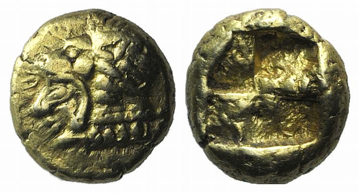 Ionia, Erythrai, c. 550-500 BC. EL Hekte (9mm, 2.60g). Head of Herakles l., wear...
