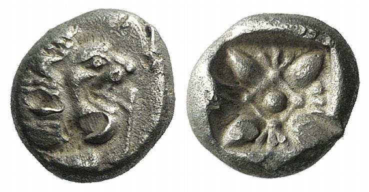 Ionia, Miletos, late 6th-early 5th century BC. AR Diobol (8mm, 1.16g). Forepart ...