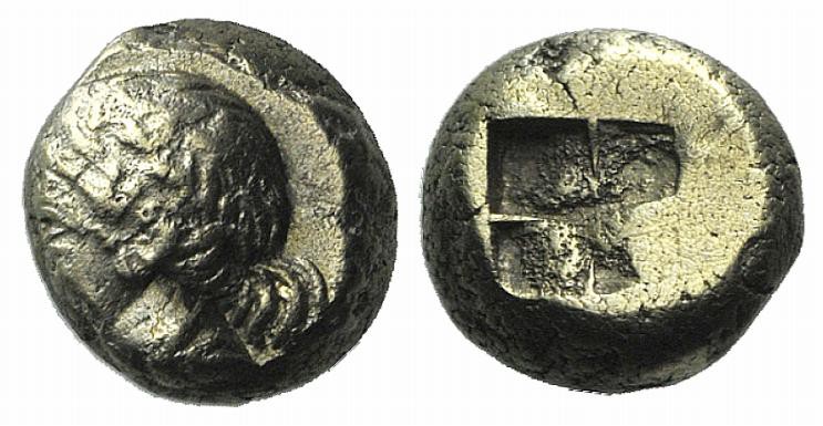 Ionia, Phokaia, c. 478-387 BC. EL Hekte – Sixth Stater (8mm, 2.47g). Head of fem...