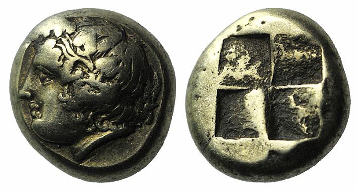 Ionia, Phokaia, c. 478-387 BC. EL Hekte – Sixth Stater (8mm, 2.55g). Wreathed he...