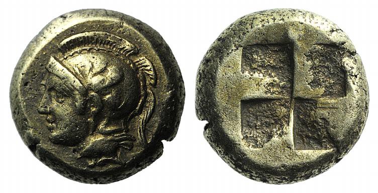 Ionia, Phokaia, c. 478-387 BC. EL Hekte – Sixth Stater (9mm, 2.56g). Head of Ath...