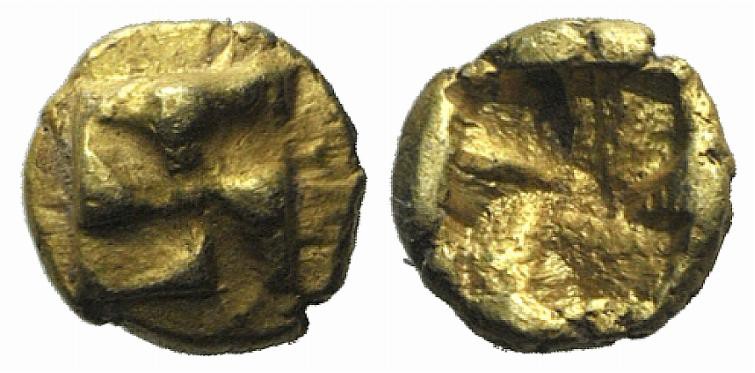 Ionia, Uncertain, c. 625-600 BC. EL Myshemihekte – 1/24 Stater (5.5mm, 0.65g). P...