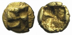 Ionia, Uncertain, c. 625-600 BC. EL Myshemihekte – 1/24 Stater (5.5mm, 0.65g). Phokaic standard. Geometric type. Raised clockwise swastika pattern. R/...