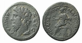 Lydia, Maeonia. Pseudo-autonomous issue. Time of Hadrian (117-138). Æ (25mm, 7.97g, 6h). Apollonios, archon. Draped bust of Zeus Olympios l., wearing ...