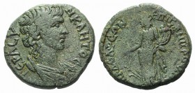 Lydia, Philadelphia. Pseudo-autonomous issue. Time of Trajan (98-117). Æ (24mm, 8.91g, 6h). Draped bust of the Senate r. R/ Tyche standing l., holding...