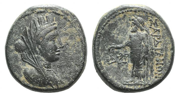 Lydia, Sardeis, c. 3rd century BC. Æ (20mm, 7.06g, 12h). Turreted and veiled hea...