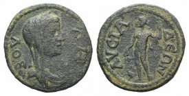 Phrygia, Lysias. Pseudo-autonomous issue. Time of Gordian III (238-244). Æ (23mm, 5.36g, 6h). Veiled and draped bust of Boule r. R/ Dionysus standing ...