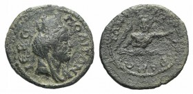 Cilicia, Hierapolis, 2nd-1st centuries BC. Æ (23mm, 4.28g, 6h). Turreted, veiled and draped bust of Tyche r. R/ The river-god Pyramos swimming r.; tor...