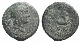 Cilicia, Seleukeia, 2nd-1st centuries BC. Æ (17mm, 5.16). Laureate head of Apollo r.; monogram behind. R/ Forepart of horse r.; two monograms below. C...