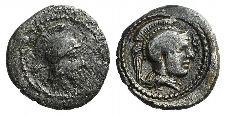 Cilicia, Uncertain, 4th century BC. AR Obol (9mm, 0.91g, 3h). Helmeted head of A...