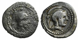 Cilicia, Uncertain, 4th century BC. AR Obol (9mm, 0.91g, 3h). Helmeted head of Athena r. R/ Helmeted head of Athena r. Unpublished in the standard ref...