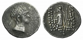 Kingdom of Cappadocia, local imitation of Ariarathes IV (220-163). AR Drachm (18mm, 3.93g, 12h). Diademed head r. R/ Barbaric figure of Athena l.; bar...