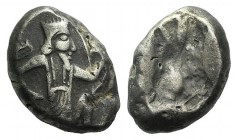 Achaemenid Kings of Persia, c. 375-330 BC. AR Siglos (15mm, 5.42g). Persian king or hero r., in kneeling-running stance, holding bow and dagger, quive...