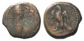 Kings of Elymais, Phraates (c. AD 100-150). Æ Drachm (12mm, 2.90g). Facing bust wearing tiara; anchor to r. R/ Eagle standing l. Van’t Haaff Type 14.2...