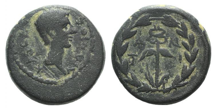 Augustus (27 BC-AD 14). Uncertain Antioch (Caria?). Æ (13mm, 2.74g, 12h). KAICA[...