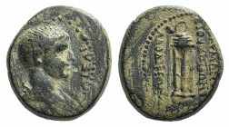 Britannicus (41-55). Phrygia, Laodicea ad Lycum. Æ (17mm, 5.51g, 12h). Polemon, the son of Zeno. Bare head r. R/ Tripod lebes surmounted by serpent. R...