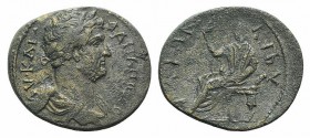 Hadrian (117-138). Phrygia, Cibyra. Æ (25mm, 6.04g, 6h). Laureate, draped and cuirassed bust r. R/ Zeus seated l., resting on sceptre. RPC III 2297 va...