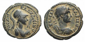 Hadrian (117-138). Lycaonia, Iconium. Æ (21mm, 5.01g, 6h). Laureate, draped and cuirassed bust r. R/ Helmeted bust of Athena r. RPC III 2824; SNG BnF ...