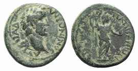 Antoninus Pius (138-161). Galatia, Pappa Tiberia. Æ (21mm, 5.99g, 6h). Laureate head r. R/ Men standing r., wearing Phrygian cap, holding pine cone an...