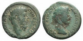 Marcus Aurelius with Lucius Verus (161-180). Bithynia, Nicomedia. Æ (21mm, 4.86g). Laureate and cuirassed bust of Marcus Aurelius r. R/ Bare head of L...