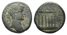 Caracalla (198-217). Pontus, Zela. Æ (27mm, 17.38g, 11h). Dated CY 142 (AD 205/6). Laureate head r. R/ Hexastyle temple of Anaitis. RG 8; BMC 3. Green...