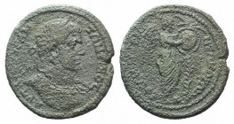 Caracalla (198-217). Ionia, Ephesus. Æ (36mm, 24.65g, 6h). Laureate and cuirassed bust r. R/ Victory standing r., inscribing shield on palm. Mionnet I...