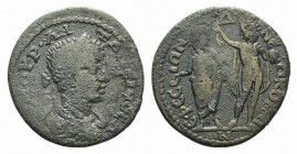 Caracalla (198-217). Ionia, Ephesus. Æ. M AYP AN TΩNEINOC A, Laureate, draped and cuirassed bust r. R/ EΦECIΩN Δ NEOKOPΩN, Emperor standing facing in ...