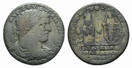 Caracalla (198-217). Lydia, Sardis in alliance with Ephesus. Æ (33mm, 16.12g, 6h). Laureate, draped and cuirassed bust r., seen from behind. R/ Cult f...