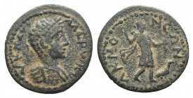 Severus Alexander (222-235). Phrygia, Acmoneia. Æ (26mm, 5.82g, 6h). Laureate and cuirassed bust r. R/ Artemis advancing r., drawing arrow from quiver...