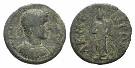 Severus Alexander (222-235). Phrygia, Acmoneia. Æ (24mm, 5.08g, 6h). Laureate and cuirassed bust r. R/ Serapis standing facing, head l., leaning on se...