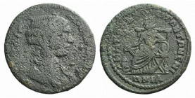 Julia Mamaea (Augusta, 222-235). Ionia, Metropolis. Æ (30mm, 11.84g, 6h). Diademed and draped bust r. R/ Cybele seated on throne l., holding patera an...