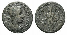 Gordian III (238-244). Aeolis, Temnus. Æ (22mm, 5.52g, 6h). Laureate, draped and cuirassed bust r. R/ Heracles standing l., holding cantharus and club...