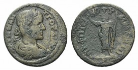 Gordian III (238-244). Ionia, Magnesia ad Maeander. Æ (28mm, 10.08g, 6h). Photinos, grammateus. Laureate, draped and cuirassed bust r. R/ Serapis stan...