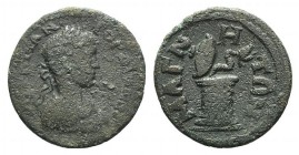 Gordian III (238-244). Ionia, Magnesia ad Maeander. Æ (21mm, 4.49g, 12h). Laureate, draped and cuirassed bust r. R/ Serpent r. coiling out of cista my...