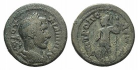 Philip I (244-249). Ionia, Metropolis. Æ (22mm, 7.22g, 6h). Laureate and draped bust r. R/ Ares standing l., holding spear; shield at feet. BMC 22; SN...