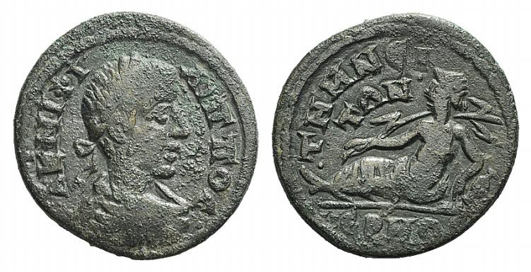 Philip II (247-249). Aeolis, Temnus. Æ (22mm, 4.92g, 6h). Laureate, draped and c...